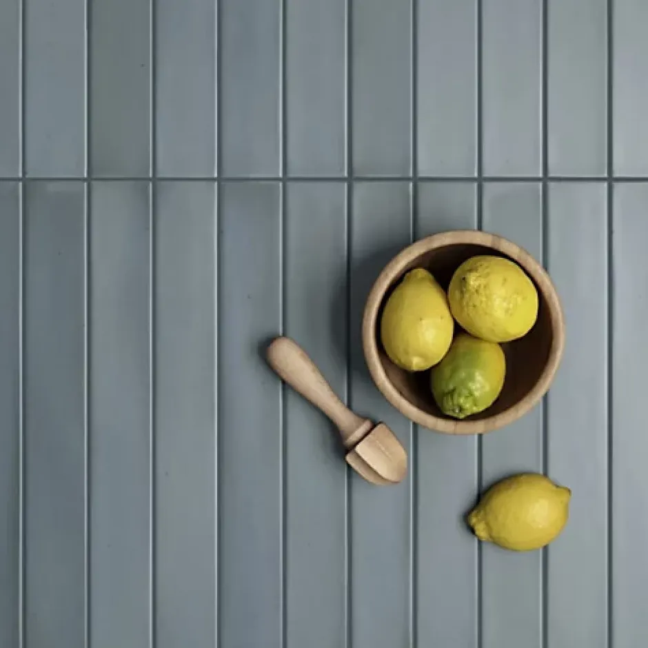 Les Carreaux De Jean Faience Effet Zellige Bleu MASSIMO Smoke Blue 5x40cm - Les Carreaux de Jean