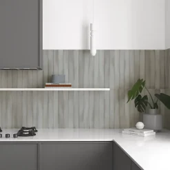 Les Carreaux De Jean Faience Effet Zellige Gris MASSIMO Skylon Grey 5x40cm - Les Carreaux de Jean