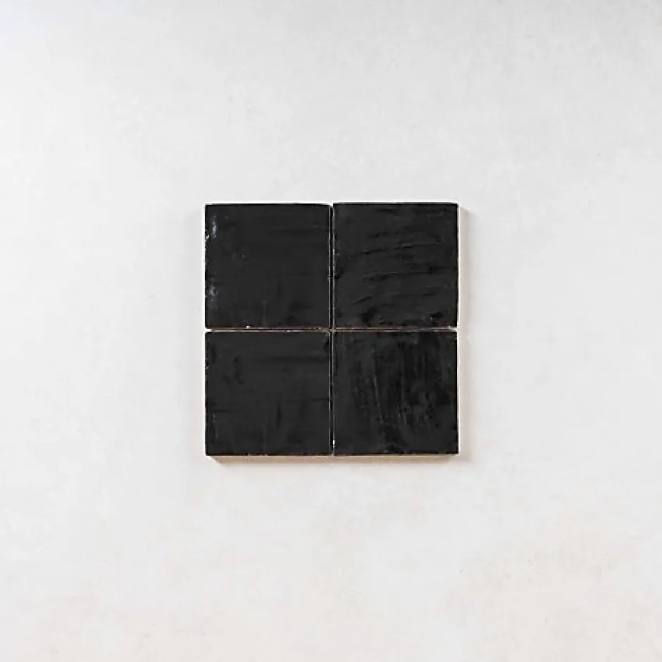 Gioia Materia Faience Effet Zellige Noir MALLORCA 10x10cm Black - Les Carreaux de Jean