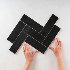 Faience Effet Zellige Noir MALLORCA 6,5x20cm Black - Les Carreaux de Jean-Gioia Materia Best