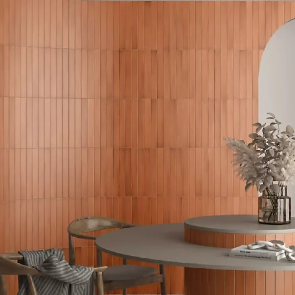 Les Carreaux De Jean Faience Effet Zellige Terracotta MASSIMO Cotto 5x40cm - Les Carreaux de Jean