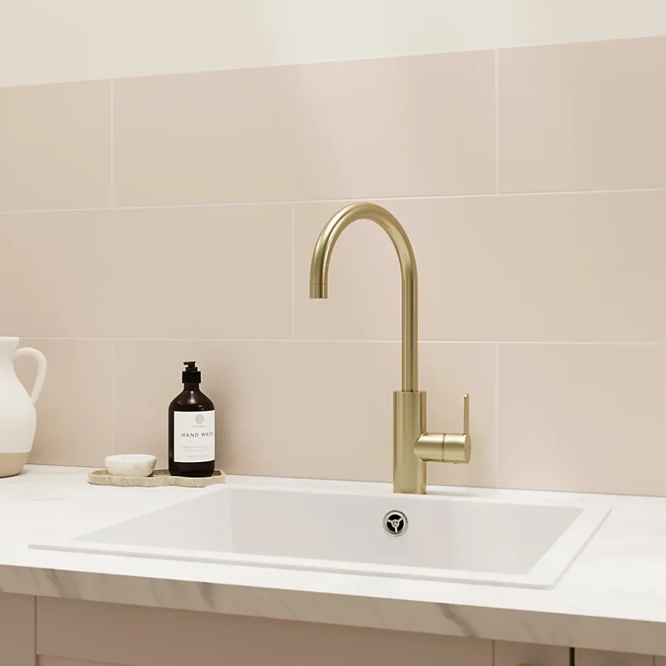 GoodHome Faience murale sable satiné L.60 x l.20 cm x ép.8,3 mm, Plain