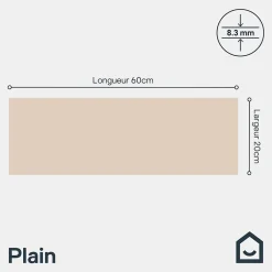 GoodHome Faience murale sable satiné L.60 x l.20 cm x ép.8,3 mm, Plain