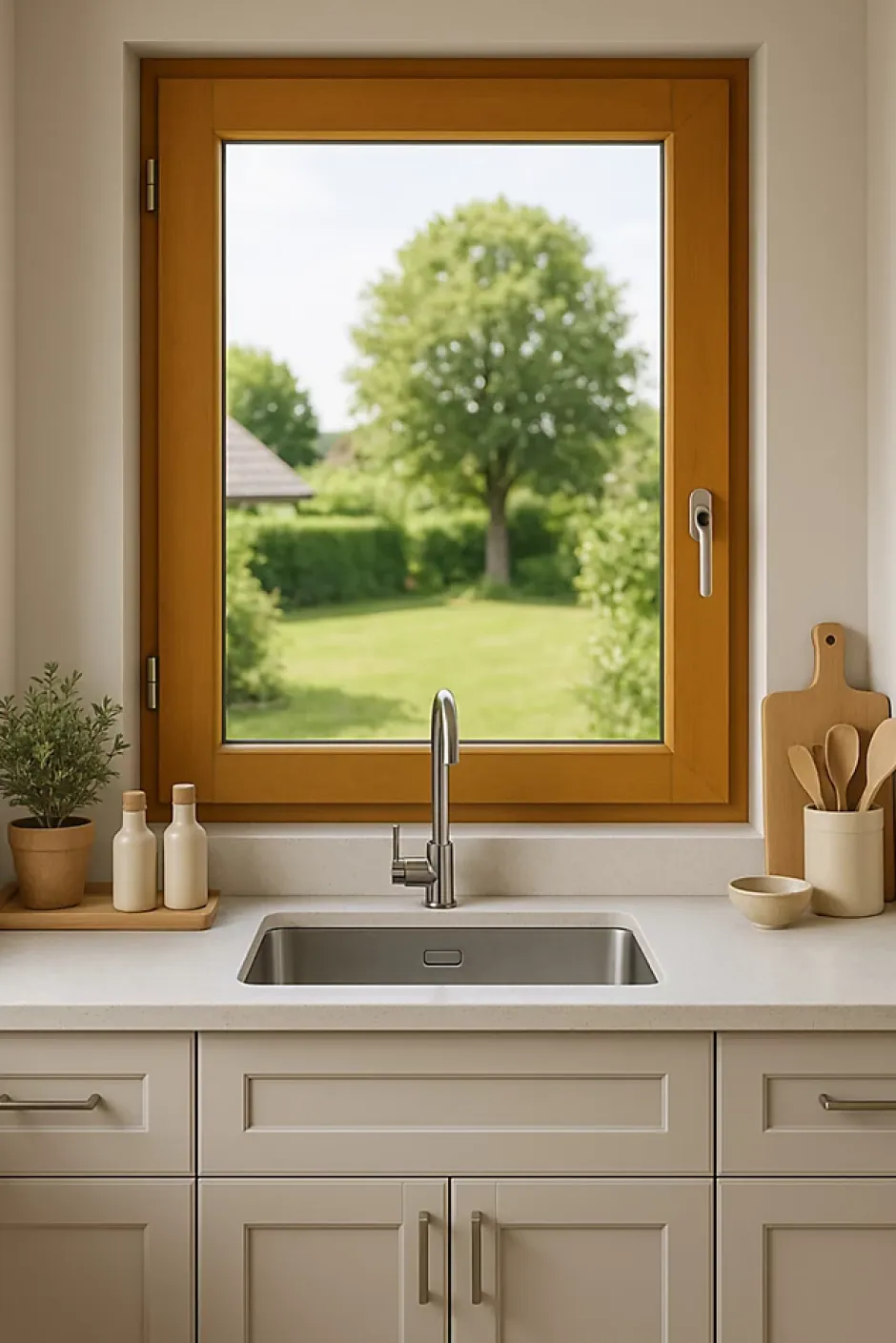 Gd Menuiseries Fenetre Bois 1 Vantail H75 X L80 Côte Tableau Tirant Gauche, Poignee (ref 010220f9)