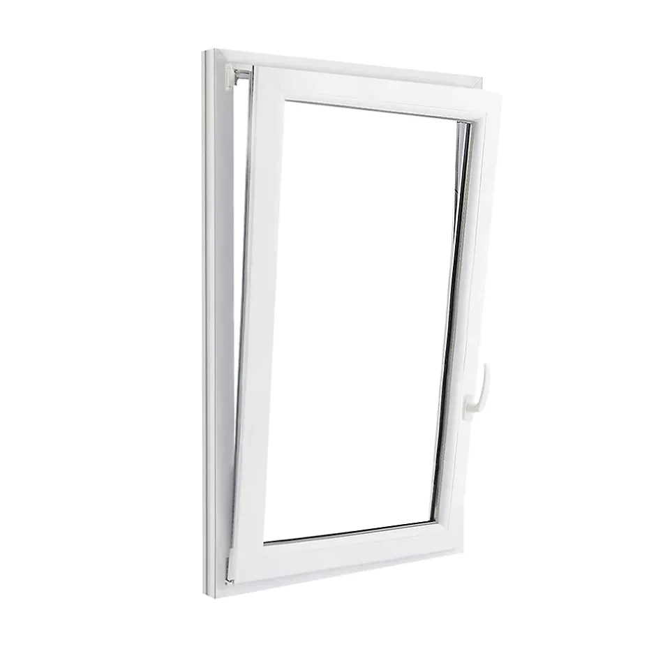 GoodHome Fenêtre 1 vantail oscillo-battante, tirant gauche double vitrage en PVC blanc l.85 x H.138 cm