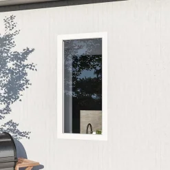 Fenêtre 1 vantail oscillo-battante, tirant droit double vitrage en aluminium blanc l.83 x H.97 cm-GoodHome Sale