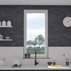 Fenêtre 1 vantail oscillo-battante, tirant gauche double vitrage en aluminium blanc l.83 x H.97 cm-GoodHome Outlet