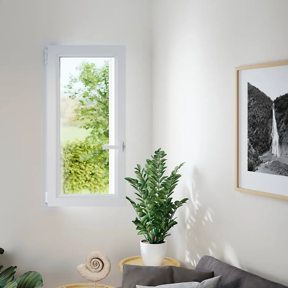 Fenêtre 1 vantail oscillo-battante, tirant gauche double vitrage en PVC blanc l.85 x H.118 cm-GoodHome Best