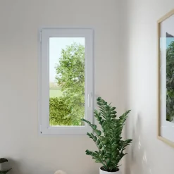 Fenêtre 1 vantail oscillo-battante, tirant gauche double vitrage en PVC blanc l.65 x H.118 cm-GoodHome Best