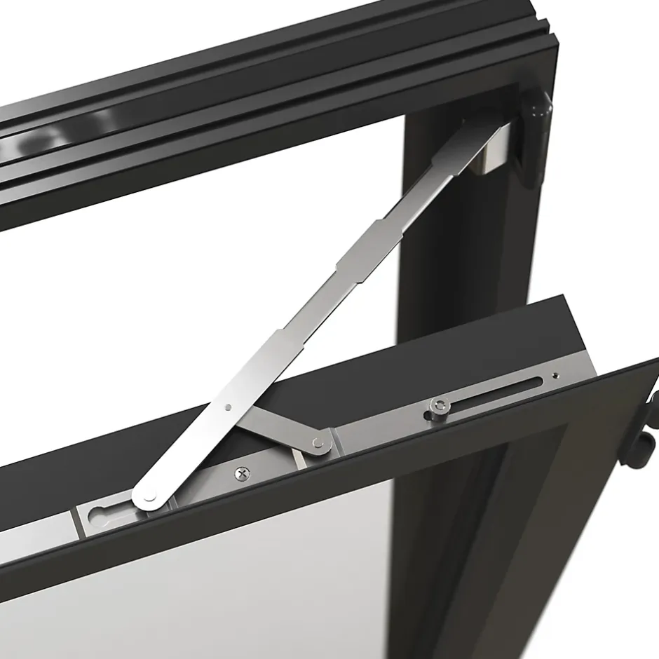 Fenêtre 1 vantail oscillo-battante, tirant droit double vitrage en aluminium gris l.63 x H.77 cm-GoodHome Best