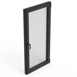 Fenêtre 1 vantail oscillo-battante, tirant gauche double vitrage en aluminium gris l.63 x H.77 cm-GoodHome