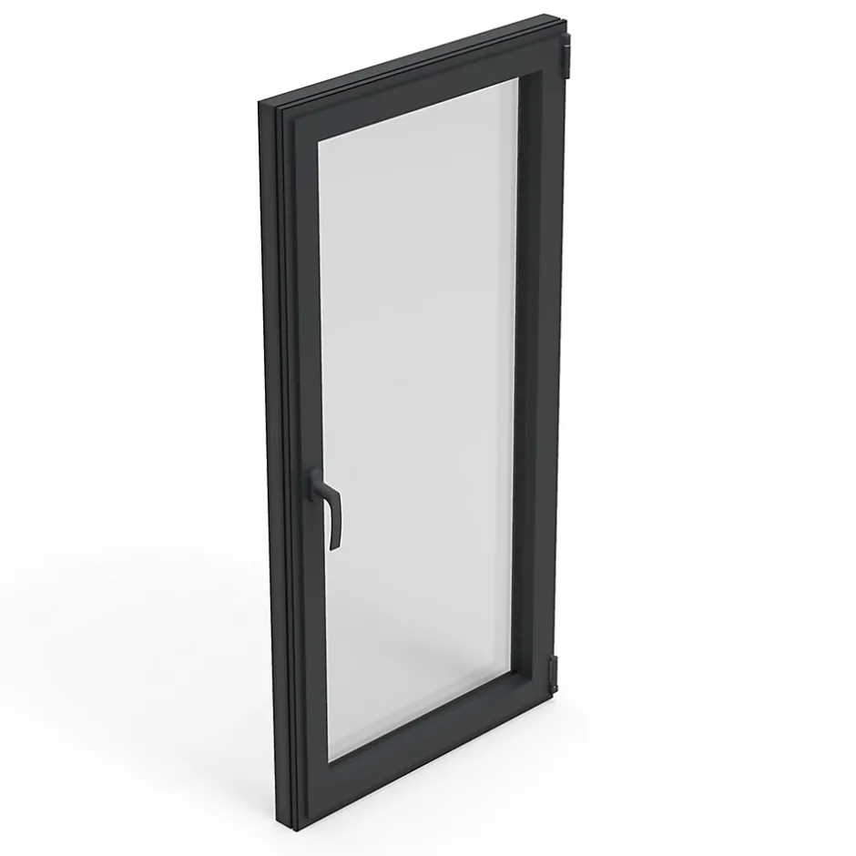 Fenêtre 1 vantail oscillo-battante, tirant gauche double vitrage en aluminium gris l.63 x H.77 cm-GoodHome