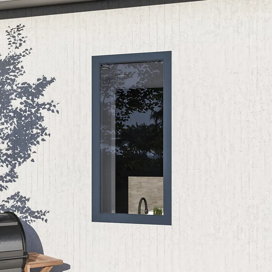 Fenêtre 1 vantail oscillo-battante, tirant gauche double vitrage en aluminium gris l.83 x H.97 cm-GoodHome Discount