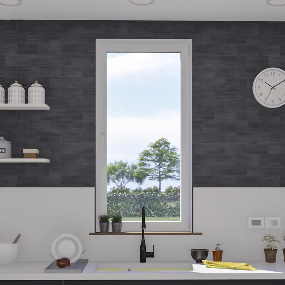 Fenêtre 1 vantail oscillo-battante, tirant droit double vitrage en aluminium blanc l.63 x H.77 cm-GoodHome Hot