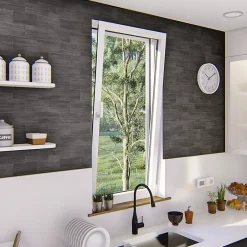 Fenêtre 1 vantail oscillo-battante, tirant droit double vitrage en aluminium blanc l.63 x H.77 cm-GoodHome Hot