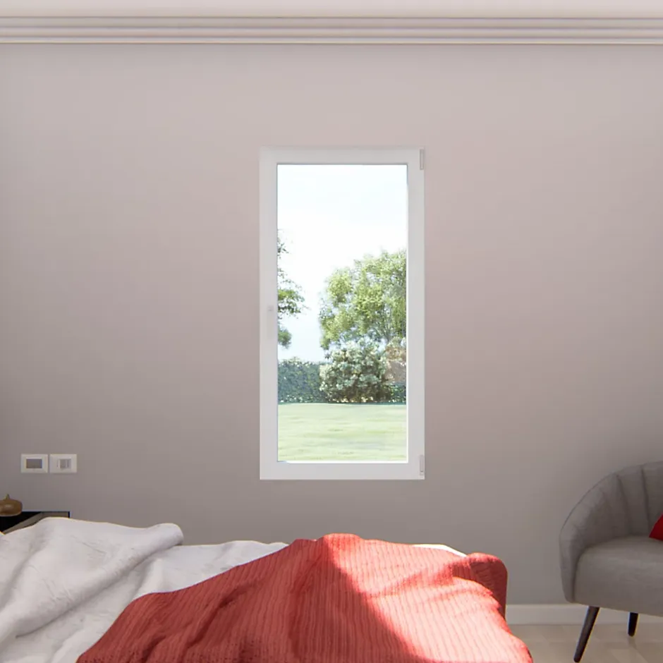 Fenêtre 1 vantail oscillo-battante, tirant droit double vitrage en aluminium blanc l.63 x H.77 cm-GoodHome Hot