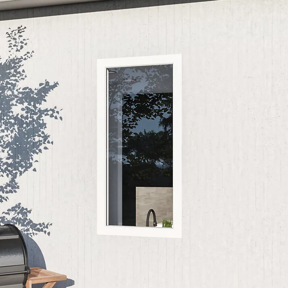 Fenêtre 1 vantail oscillo-battante, tirant droit double vitrage en aluminium blanc l.63 x H.77 cm-GoodHome Hot