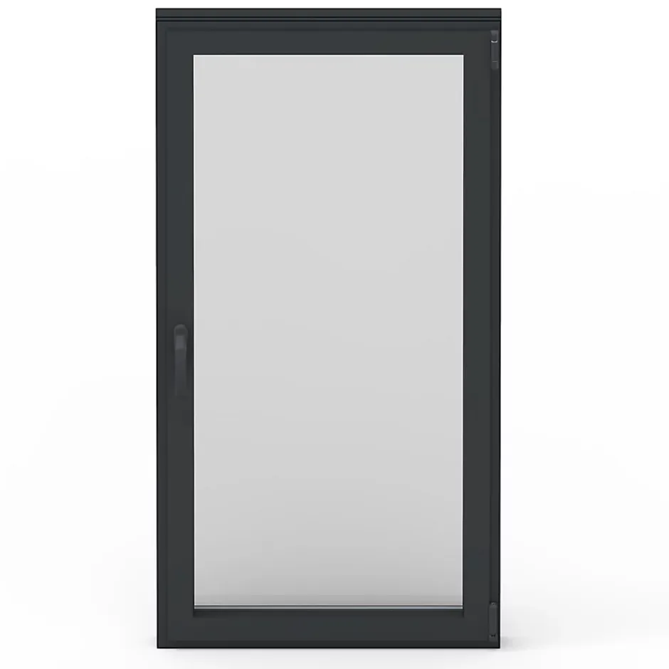 GoodHome Fenêtre 1 vantail oscillo-battante, tirant gauche double vitrage en aluminium Gris l.43 x H.47 cm