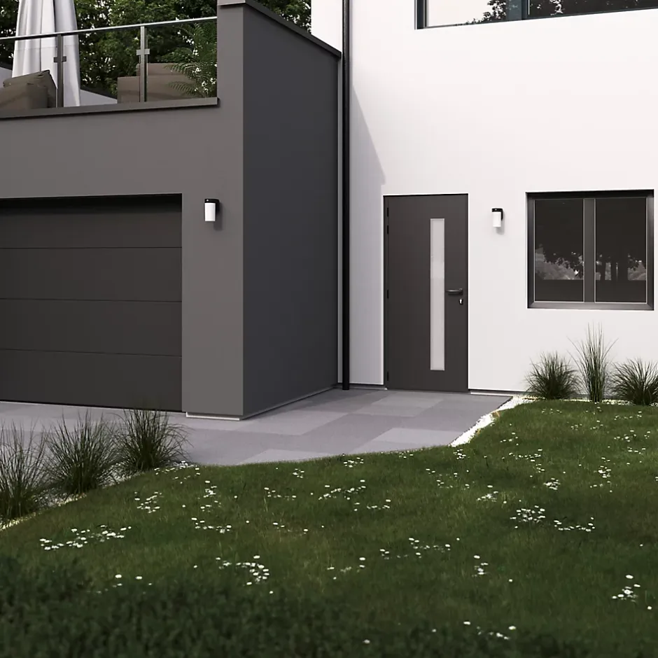 GoodHome Fenêtre 1 vantail oscillo-battante, tirant gauche double vitrage en aluminium Gris l.43 x H.47 cm