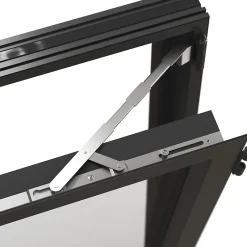 GoodHome Fenêtre 1 vantail oscillo-battante, tirant droit double vitrage en aluminium Gris l.83 x H.97 cm