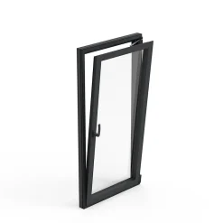 GoodHome Fenêtre 1 vantail oscillo-battante, tirant droit double vitrage en aluminium gris l.43 x H.67 cm