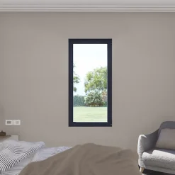 GoodHome Fenêtre 1 vantail oscillo-battante, tirant droit double vitrage en aluminium Gris l.43 x H.47 cm