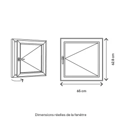 GoodHome Fenêtre 1 vantail tirant droit double vitrage en bois marron l.65 x H.62,8 cm