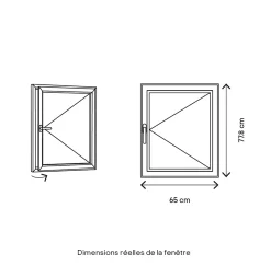 Fenêtre 1 vantail tirant droit double vitrage en bois marron l.65 x H.77,8 cm-GoodHome Clearance