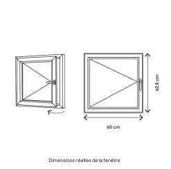 GoodHome Fenêtre 1 vantail tirant gauche double vitrage en bois marron l.65 x H.62,8 cm