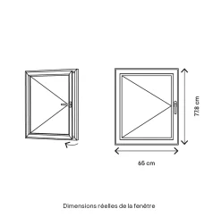 Fenêtre 1 vantail tirant gauche double vitrage en bois marron l.65 x H.77,8 cm-GoodHome Outlet