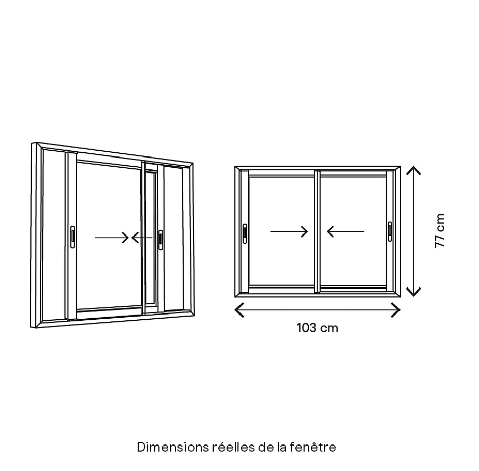 Fenêtre 2 vantaux coulissante double vitrage en aluminium blanc l.103 x H.77 cm-GoodHome Outlet