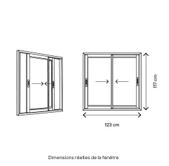 Fenêtre 2 vantaux coulissante double vitrage en aluminium gris l.123 x H.117 cm-GoodHome Hot