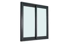 GoodHome Fenêtre 2 vantaux coulissante double vitrage en aluminium gris l.103 x H.127 cm