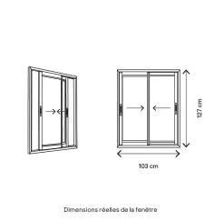 GoodHome Fenêtre 2 vantaux coulissante double vitrage en aluminium gris l.103 x H.127 cm