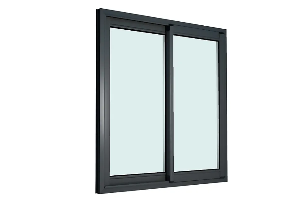 Fenêtre 2 vantaux coulissante double vitrage en aluminium gris l.123 x H.102 cm-GoodHome Discount