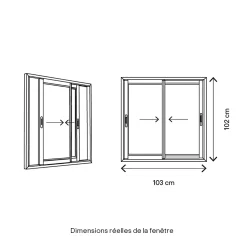 GoodHome Fenêtre 2 vantaux coulissante double vitrage en aluminium blanc l.103 x H.102 cm