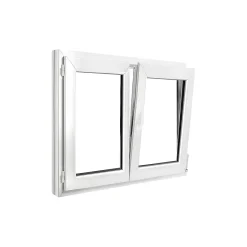 GoodHome Fenêtre 2 vantaux oscillo-battante, tirant droit double vitrage en PVC blanc l.105 x H.98 cm