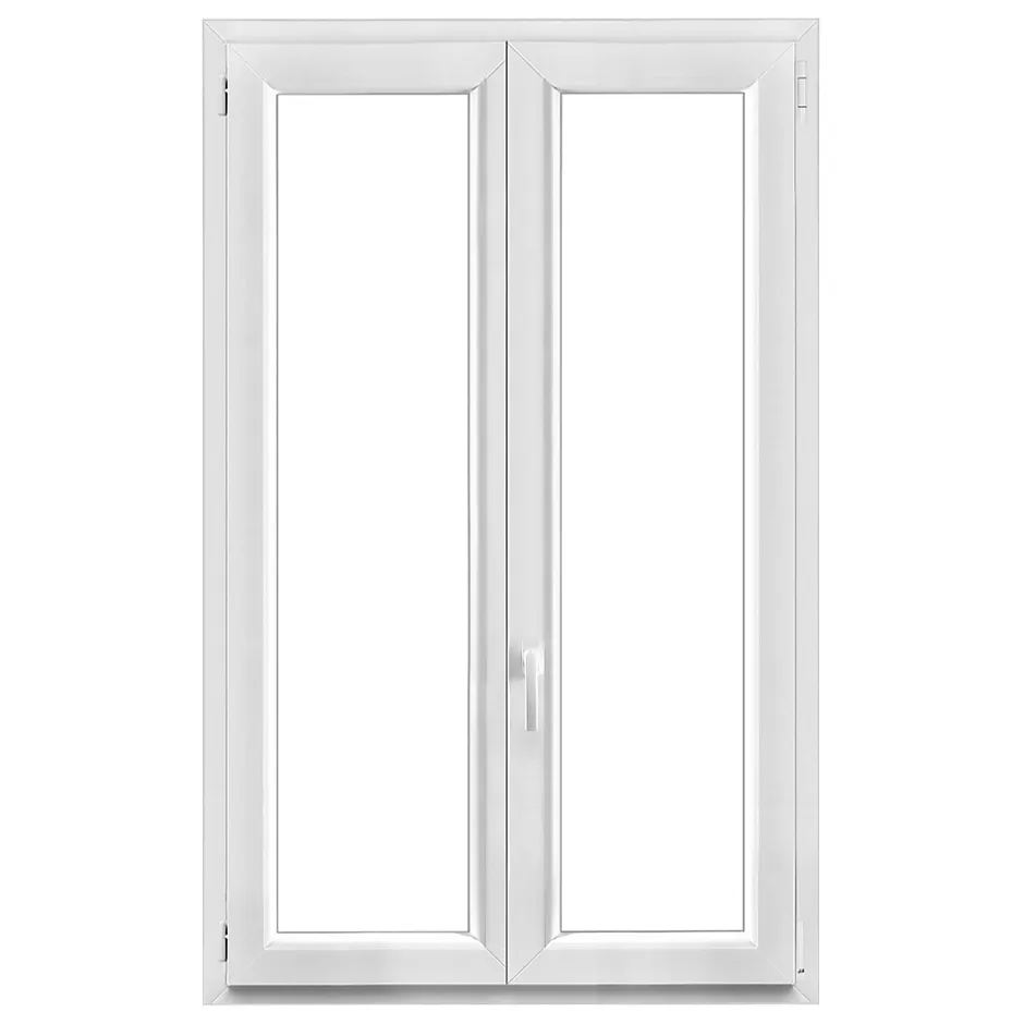 GoodHome Fenêtre 2 vantaux oscillo-battante, tirant droit double vitrage en PVC blanc l.105 x H.158 cm