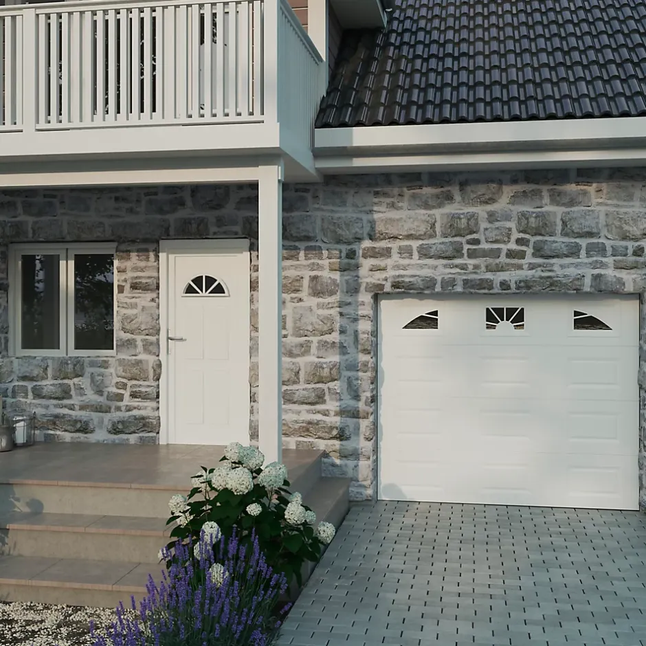 GoodHome Fenêtre 2 vantaux oscillo-battante, tirant droit double vitrage en PVC blanc l.105 x H.158 cm