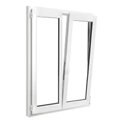 GoodHome Fenêtre 2 vantaux oscillo-battante, tirant droit double vitrage en PVC blanc l.125 x H.158 cm