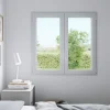 Fenêtre 2 vantaux oscillo-battante, tirant droit double vitrage en PVC blanc l.85 x H.158 cm-GoodHome