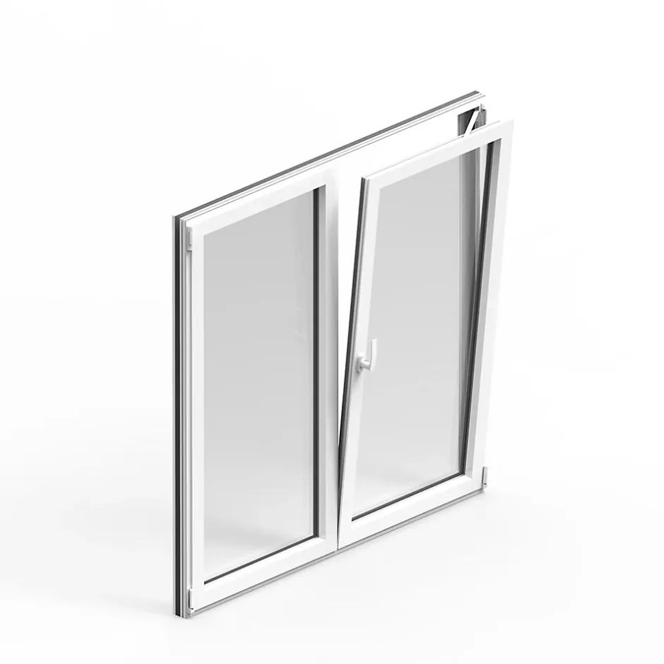 GoodHome Fenêtre 2 vantaux oscillo-battante, tirant droit double vitrage en aluminium blanc l.123 x H.117 cm