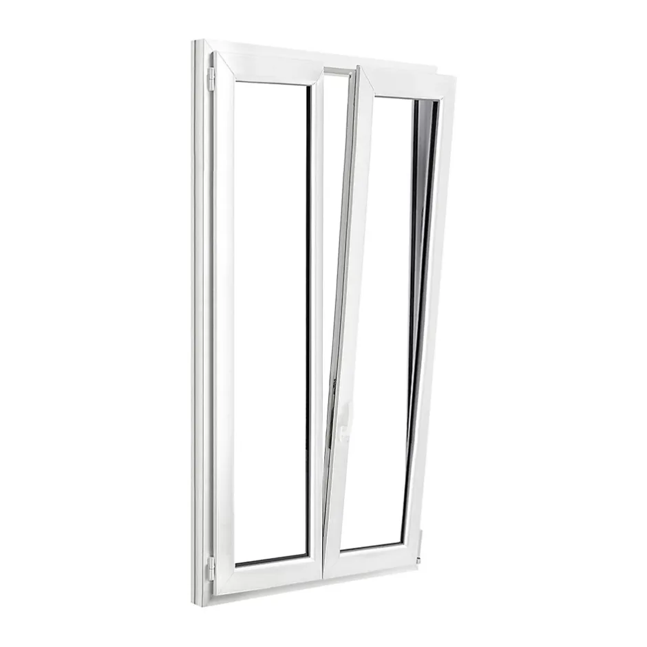 Fenêtre 2 vantaux oscillo-battante, tirant droit double vitrage en PVC blanc l.105 x H.188 cm-GoodHome Sale