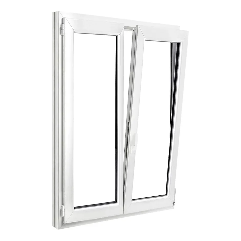 GoodHome Fenêtre 2 vantaux oscillo-battante, tirant droit double vitrage en PVC blanc l.125 x H.148 cm