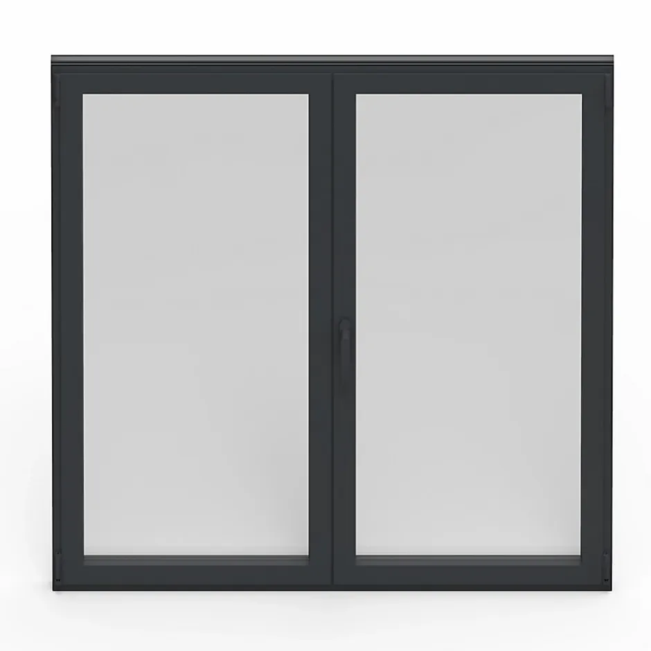 GoodHome Fenêtre 2 vantaux oscillo-battante, tirant droit double vitrage en aluminium gris l.103 x H.107 cm