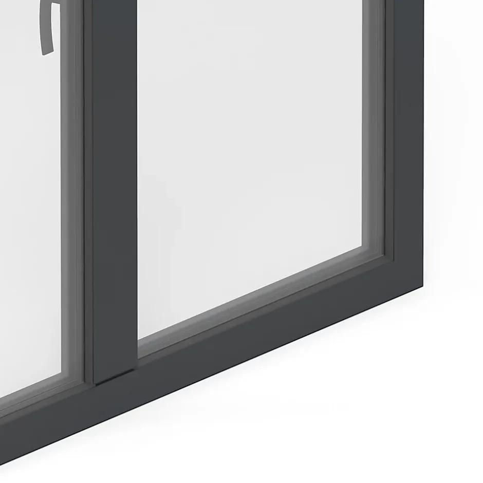 GoodHome Fenêtre 2 vantaux oscillo-battante, tirant droit double vitrage en aluminium gris l.103 x H.107 cm