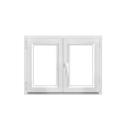 Fenêtre 2 vantaux oscillo-battante, tirant droit double vitrage en PVC blanc l.105 x H.78 cm-GoodHome