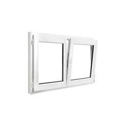 GoodHome Fenêtre 2 vantaux oscillo-battante, tirant droit double vitrage en PVC blanc l.125 x H.78 cm