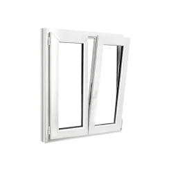 Fenêtre 2 vantaux oscillo-battante, tirant droit double vitrage en PVC blanc l.95 x H.108 cm-GoodHome Sale
