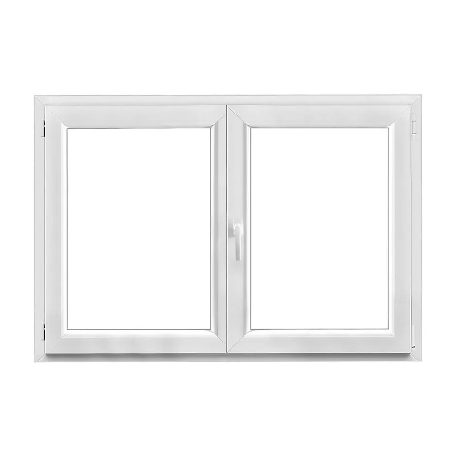 GoodHome Fenêtre 2 vantaux oscillo-battante, tirant droit double vitrage en PVC blanc l.145 x H.98 cm
